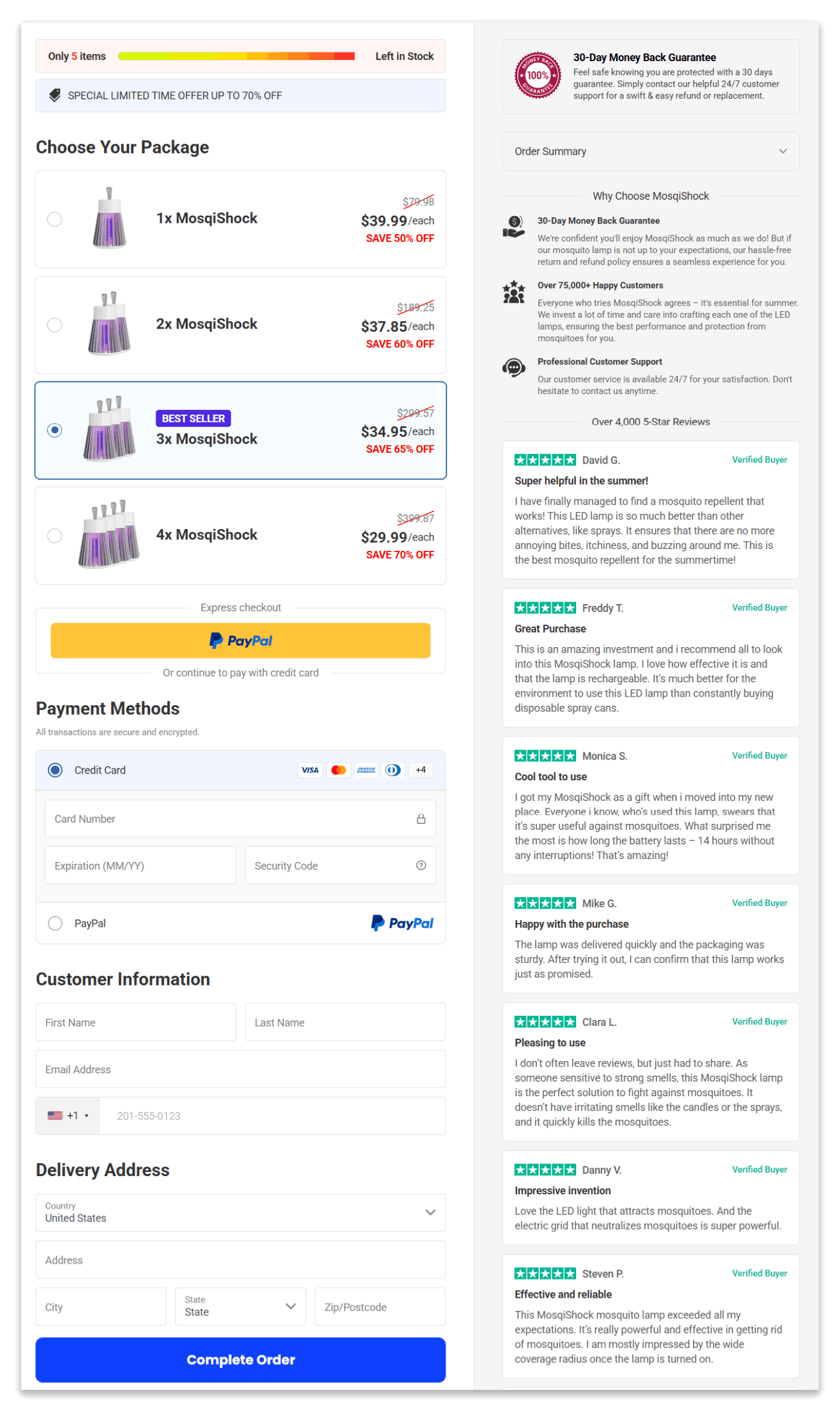 Mosquito Killer secure checkout page